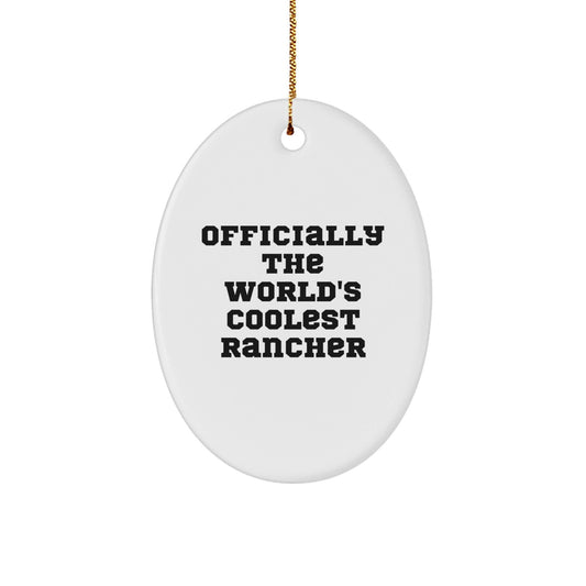 Officially Funny Gifts from Friends for Rancher Funny Oval Ornament Christmas Unique Gifts for Rancher, Officially The World's Coolest Rancher - The Buy Boom