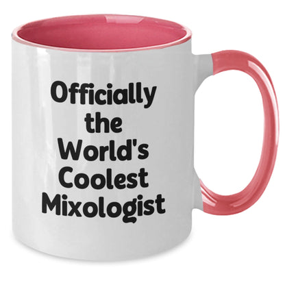 Officially The Worlds Coolest Mixologist Humorous Two Tone Coffee Mug, Gifts for Mixologist Men Women Friends Family, Christmas Unique Presents - The Buy Boom