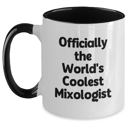 Officially The Worlds Coolest Mixologist Humorous Two Tone Coffee Mug, Gifts for Mixologist Men Women Friends Family, Christmas Unique Presents - The Buy Boom