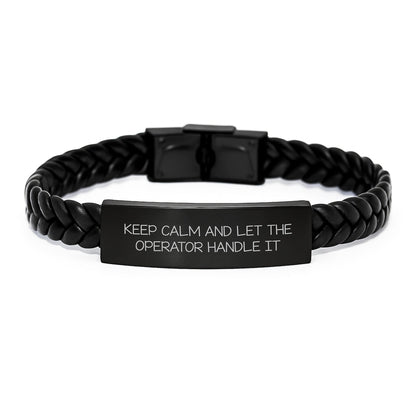 Operator Branded Interlaced Leather Watch, Funny Quote 'Keep Calm And Let The Operator Handle It', Birthday Unique Gifts from Friends to Operator, Unique Men's Leather Accessories - The Buy Boom