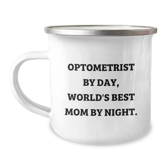 Optometrist Gifts for Graduation, Funny 'Optometrist By Day, World's Best Mom By Night.' Camping Mug, Gifts from Family, Gifts for Optometrist - The Buy Boom
