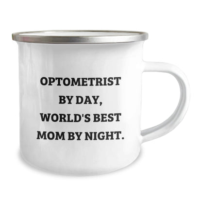 Optometrist Gifts for Graduation, Funny 'Optometrist By Day, World's Best Mom By Night.' Camping Mug, Gifts from Family, Gifts for Optometrist - The Buy Boom