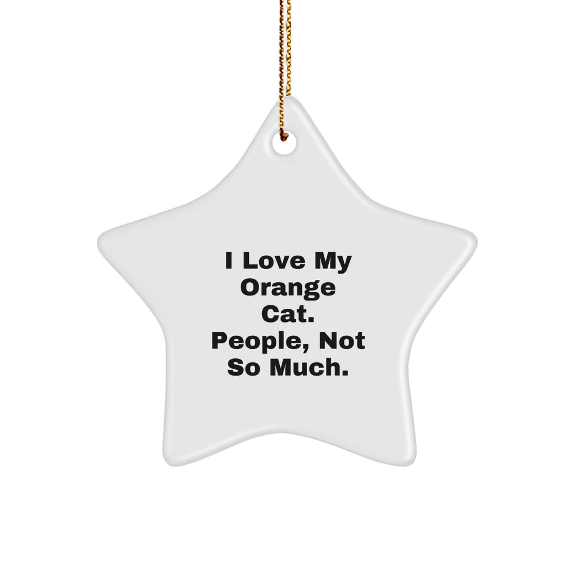 Orange Cat Lovers Gifts from Friends for Fun Christmas Decorations, Star Ornament with 'I Love My Orange Cat. People, Not So Much.' Quote - The Buy Boom