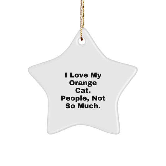 Orange Cat Lovers Gifts from Friends for Fun Christmas Decorations, Star Ornament with 'I Love My Orange Cat. People, Not So Much.' Quote - The Buy Boom