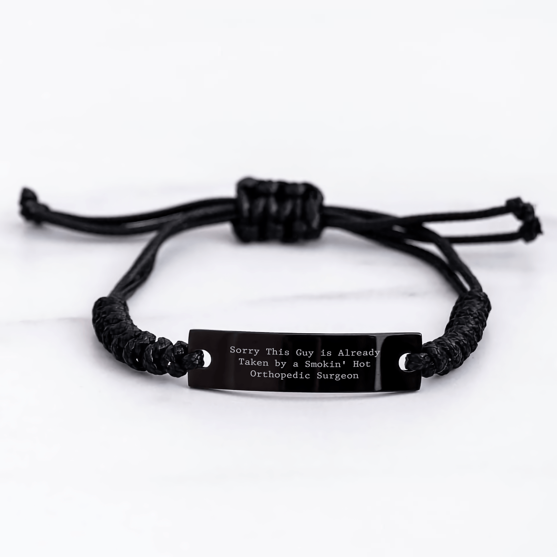 Orthopedic Surgeon Gifts, Funny Quote, Rope Bracelet for Men, Gifts from Husband, Unique Father's Day Unique Gifts, Orthopedic Surgeon Appreciation, Black Stainless Steel Engraved, Adjustable Rope - The Buy Boom