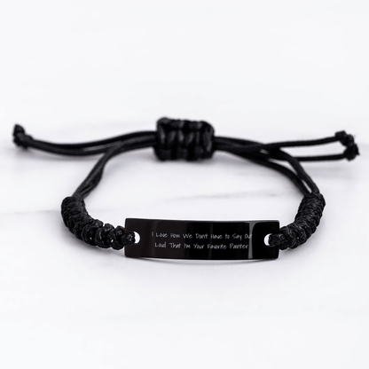 Painter's Favorite Quote Rope Bracelet, Funny Gifts from Men to Painter, Father's Day Unique Gifts for Him, Adjustable Black Stainless Steel with Interlaced Rope - The Buy Boom