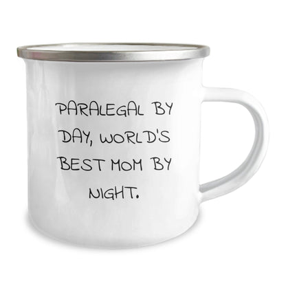Paralegal By Day, Funny Camping Mug for Graduation, Gifts from Mom to Paralegal, 12 oz Stainless Steel with Enamel Finish - The Buy Boom
