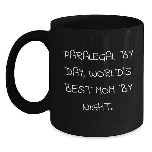 Paralegal By Day, Gifts for Paralegal by Night, Black Coffee Mug for Graduation, Funny Quote - The Buy Boom