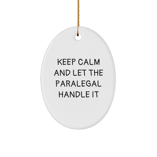 Paralegal Gifts from Friends - Keep Calm Oval Ornament, White, for Christmas Unique Gifts - The Buy Boom