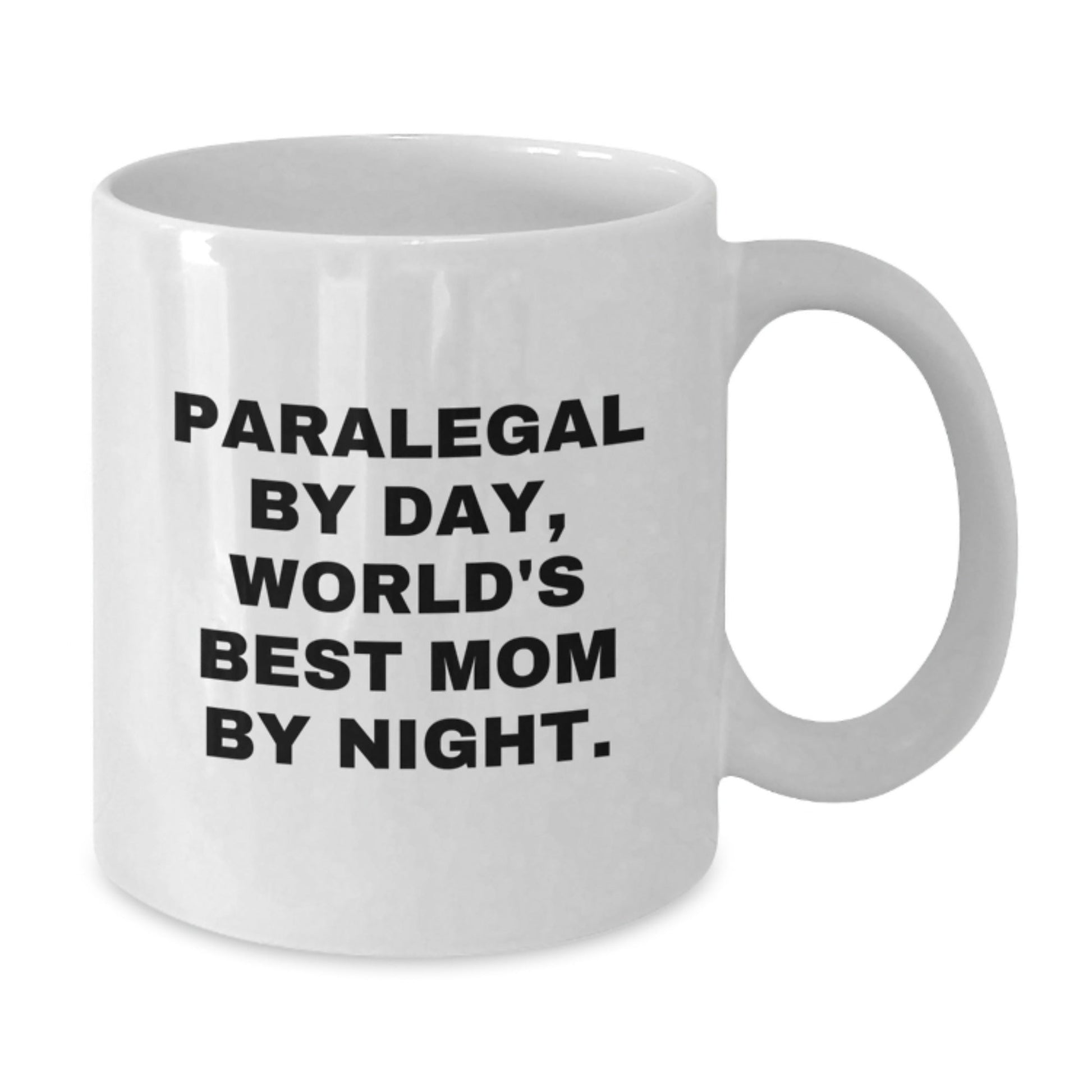 Paralegal Gifts from Mom, Funny White Coffee Mug for Paralegal Graduation, 'Paralegal By Day, World's Best Mom By Night.' - 11oz or 15oz Ceramic Mug - The Buy Boom