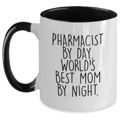 Pharmacist Gifts by Day, World's Best Mom Gifts by Night, Two Tone Coffee Mugs for Graduation, Funny Quote Inside, Gifts from Mom to Pharmacist - The Buy Boom