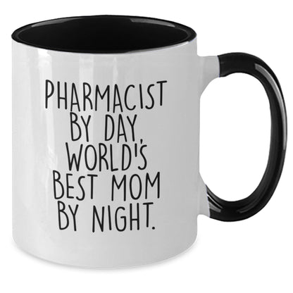 Pharmacist Gifts by Day, World's Best Mom Gifts by Night, Two Tone Coffee Mugs for Graduation, Funny Quote Inside, Gifts from Mom to Pharmacist - The Buy Boom