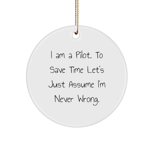 Pilot Circle Ornament, Funny Quote, Gifts from Men, Gifts for Pilot Friends, Unique Christmas Unique Gifts - The Buy Boom