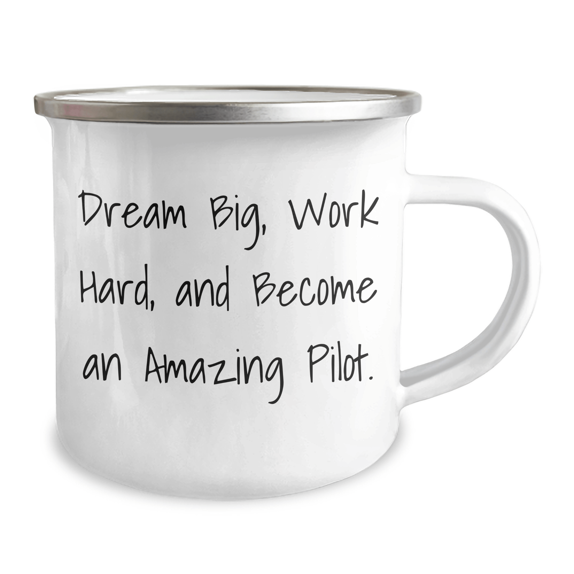 Pilot Gifts from Friends, Unique Inspirational Camping Mug for New Pilot Graduates, 'Dream Big, Work Hard, And Become An Amazing Pilot.' Quote, 12 oz Stainless Steel with Enamel Finish - The Buy Boom