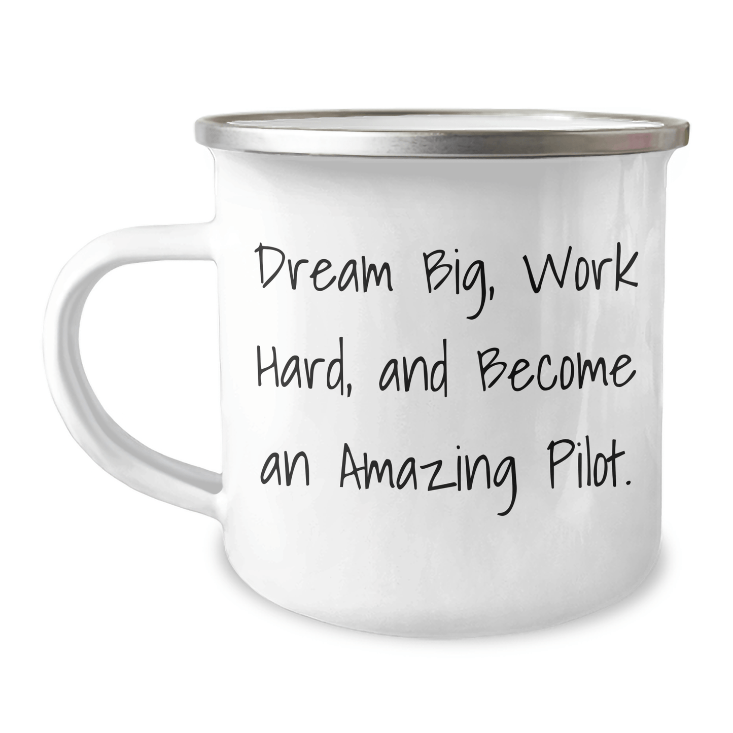 Pilot Gifts from Friends, Unique Inspirational Camping Mug for New Pilot Graduates, 'Dream Big, Work Hard, And Become An Amazing Pilot.' Quote, 12 oz Stainless Steel with Enamel Finish - The Buy Boom