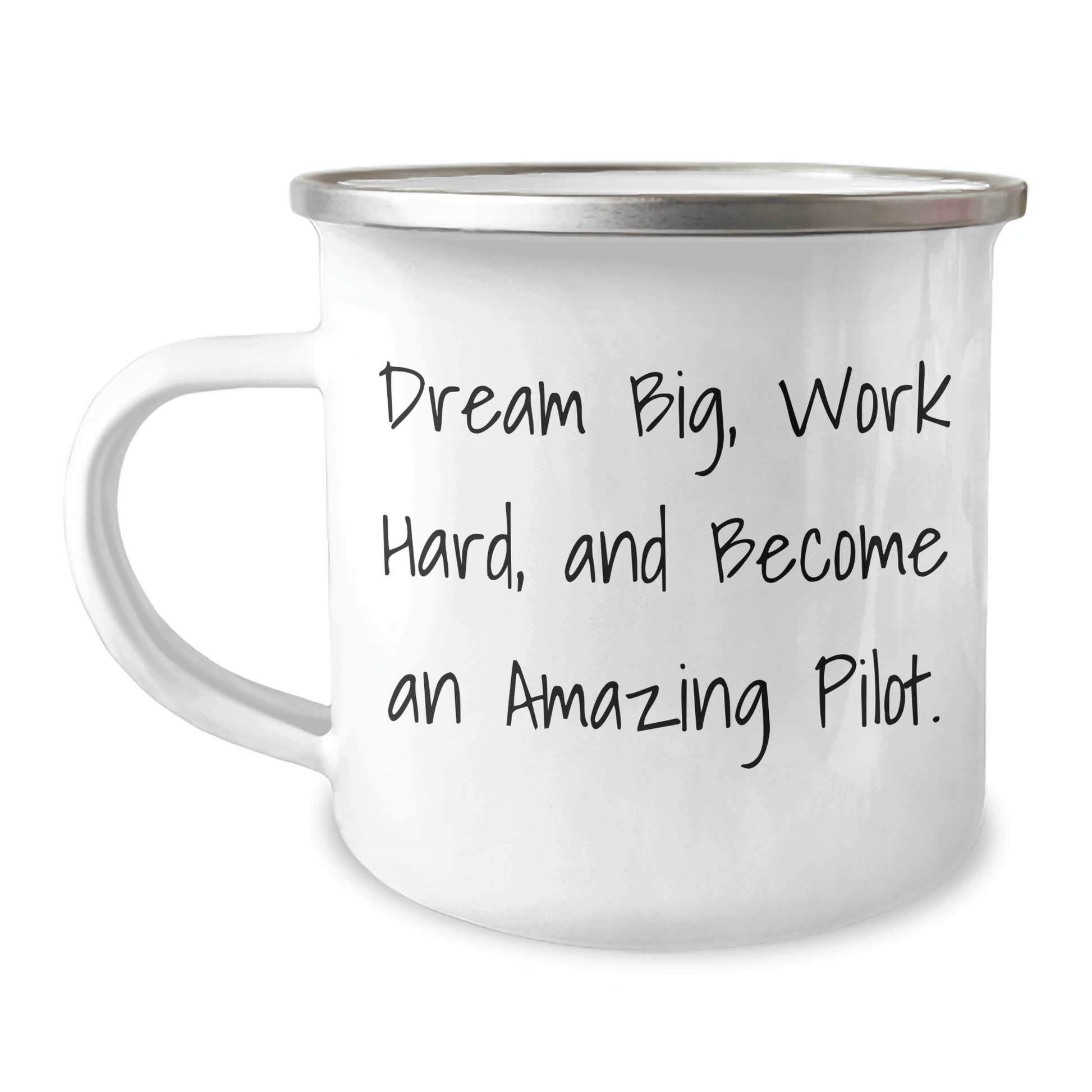 Pilot Gifts from Friends, Unique Inspirational Camping Mug for New Pilot Graduates, 'Dream Big, Work Hard, And Become An Amazing Pilot.' Quote, 12 oz Stainless Steel with Enamel Finish - The Buy Boom