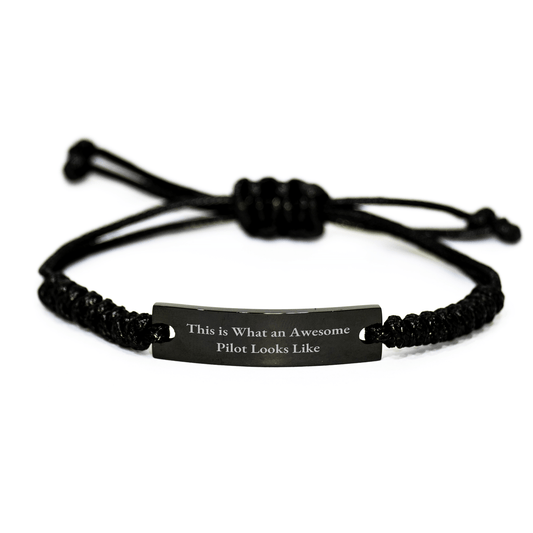 Pilot Gifts from Men - Funny Quote Rope Bracelet, Adjustable Black Stainless Steel with Interlaced Rope, Perfect for Father's Day - Gifts for Pilots - The Buy Boom