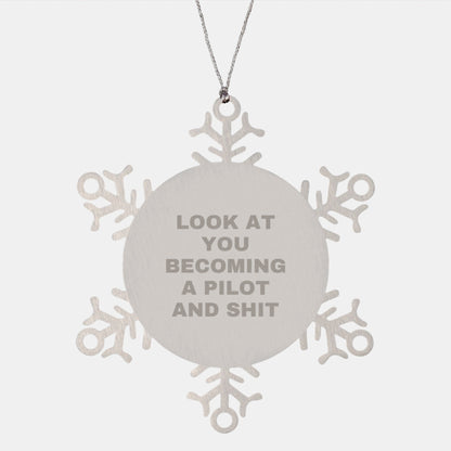 Pilot Snowflake Ornament, Funny Quote Gifts for Pilot Friends, Christmas Unique Gifts from Friends, Pilot Ornament for Christmas Decorations - The Buy Boom