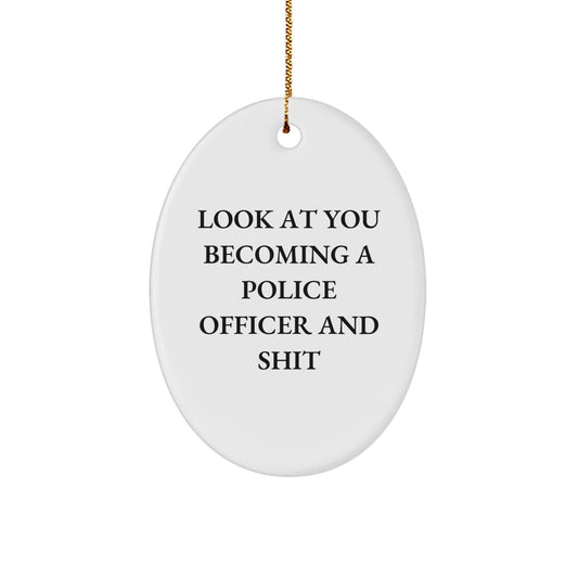 Police Officer Oval Ornament Funny Gifts for Men from Family on Christmas Unique - The Buy Boom