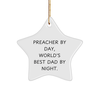Preacher Gifts for Men - 'Preacher By Day, World's Best Dad By Night.' Star Ornament, Christmas Unique Presents from Dad to Preacher - The Buy Boom