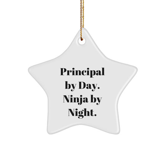 Principal Gifts from Friends - Funny Star Ornament for Principal By Day. Ninja By Night. - Perfect Christmas Unique Gift for Men - The Buy Boom