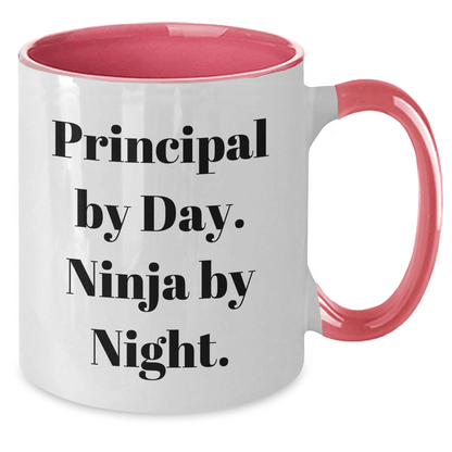 Principal Gifts - Funny Quote 'Principal By Day. Ninja By Night.' - Two Tone Coffee Mug, Unique Father's Day Unique Gifts from Men to Principal - The Buy Boom