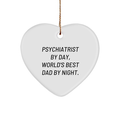 Psychiatrist Gifts by Men to Friends - Funny Christmas Heart Ornament, 'Psychiatrist By Day, World's Best Dad By Night.' Quote, Perfect for Coworkers, Family - The Buy Boom
