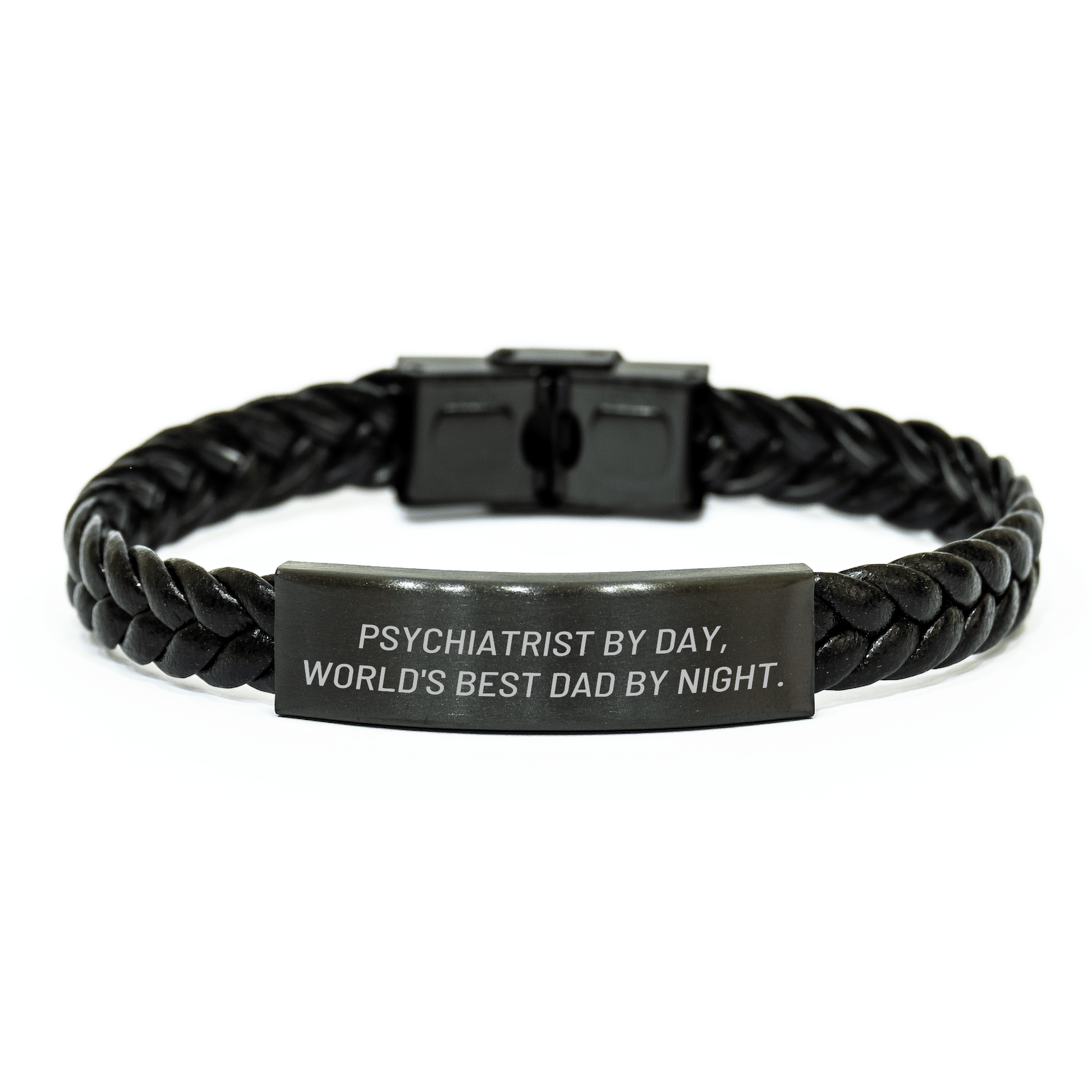 Psychiatrist Gifts, Funny Quote, Interlaced Leather Bracelet, Father's Day, Gifts from Men for Psychiatrist By Day, World's Best Dad By Night. - The Buy Boom