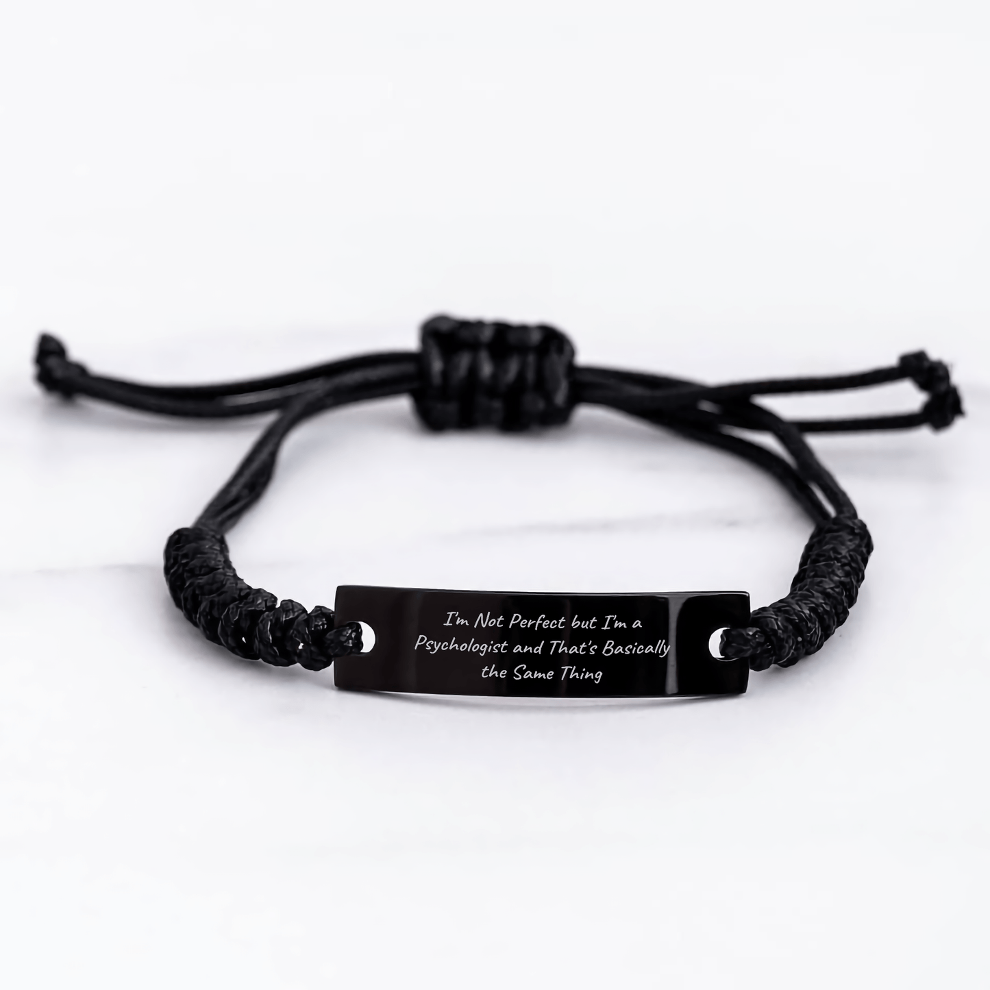 Psychologist Gifts from Friends - Funny Quote Rope Bracelet for Father's Day - Adjustable Black Stainless Steel with Interlaced Rope - The Buy Boom