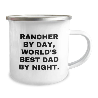 Rancher Funny Mug, Gifts from Men to Rancher, World's Best Dad on Birthday, Camping Mug for Rancher's Unique Gifts - The Buy Boom
