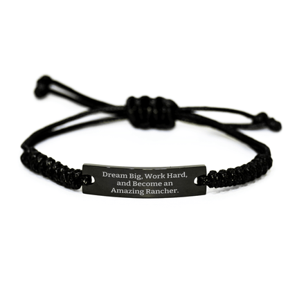 Rancher Gifts from Friends for Men - Inspirational Rope Bracelet, 'Dream Big, Work Hard, And Become An Amazing Rancher.', Graduation Unique Gifts - The Buy Boom