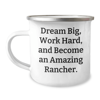 Rancher Gifts from Friends, Inspirational Camping Mug for Men, Funny Quote Dream Big Work Hard, Graduation Unique Gifts - The Buy Boom