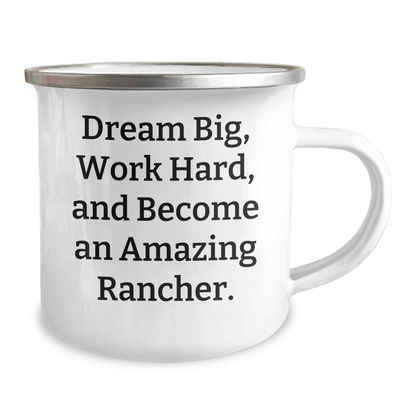 Rancher Gifts from Friends, Inspirational Camping Mug for Men, Funny Quote Dream Big Work Hard, Graduation Unique Gifts - The Buy Boom