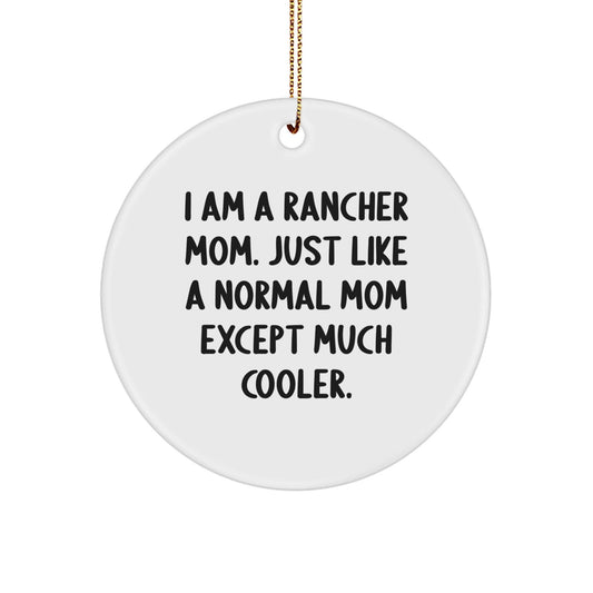 Rancher Mom Gifts from Men - Funny Circle Ornament - Christmas Unique Ornaments for Rancher - Gift for Rancher Mom - The Buy Boom