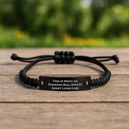 Real Estate Agent Gifts, Funny Quote Rope Bracelet, Adjustable Black Stainless Steel, Graduation Unique Gifts for Real Estate Agent Men, Women, Friends, Coworkers, Family - The Buy Boom