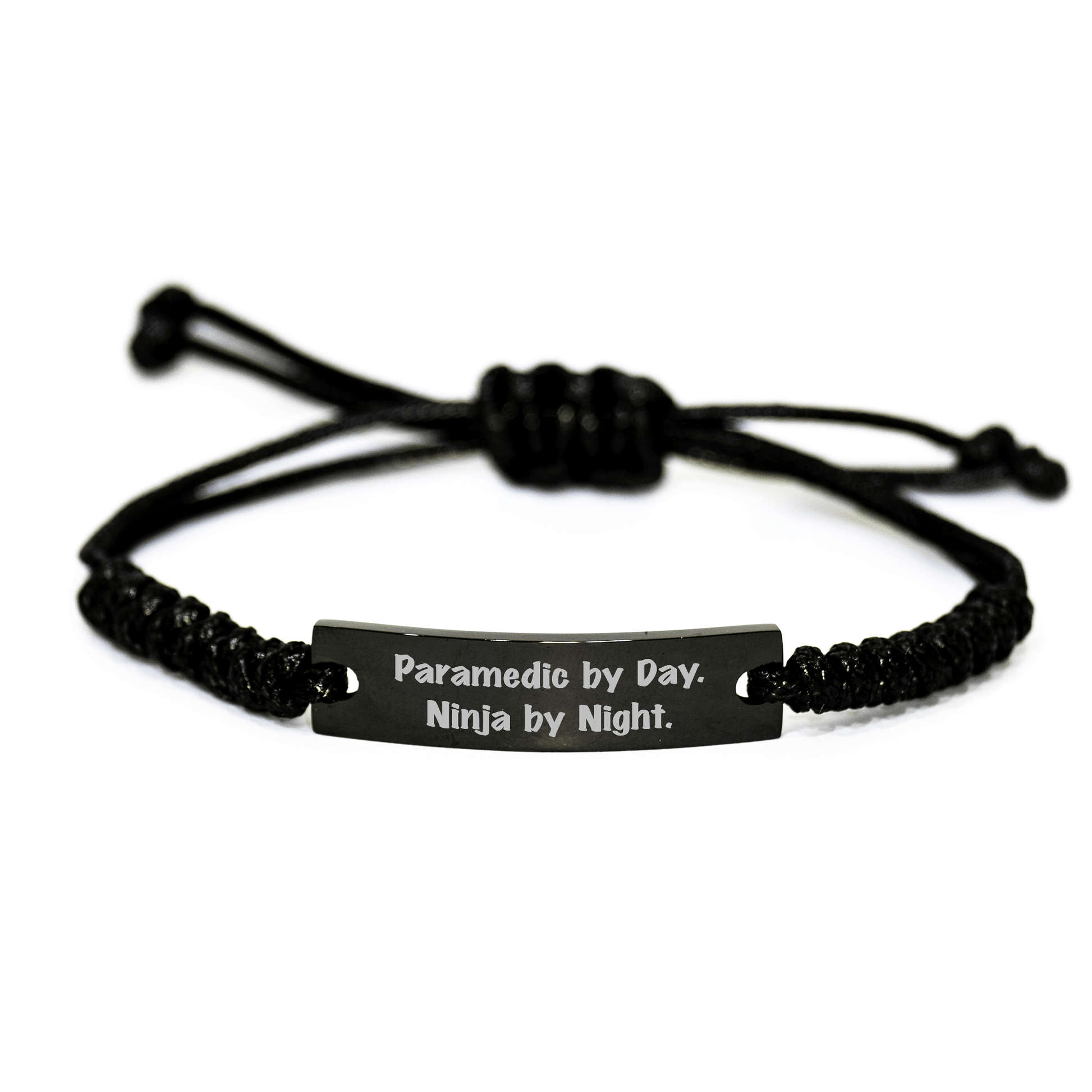 Rescue Worker By Day, Ninja By Night, Black Rope Bracelet, Adjustable, Father's Day Unique Gifts from Men to Rescue Workers - The Buy Boom