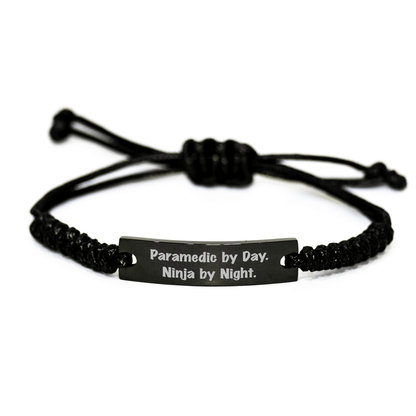 Rescue Worker By Day, Ninja By Night, Black Rope Bracelet, Adjustable, Father's Day Unique Gifts from Men to Rescue Workers - The Buy Boom