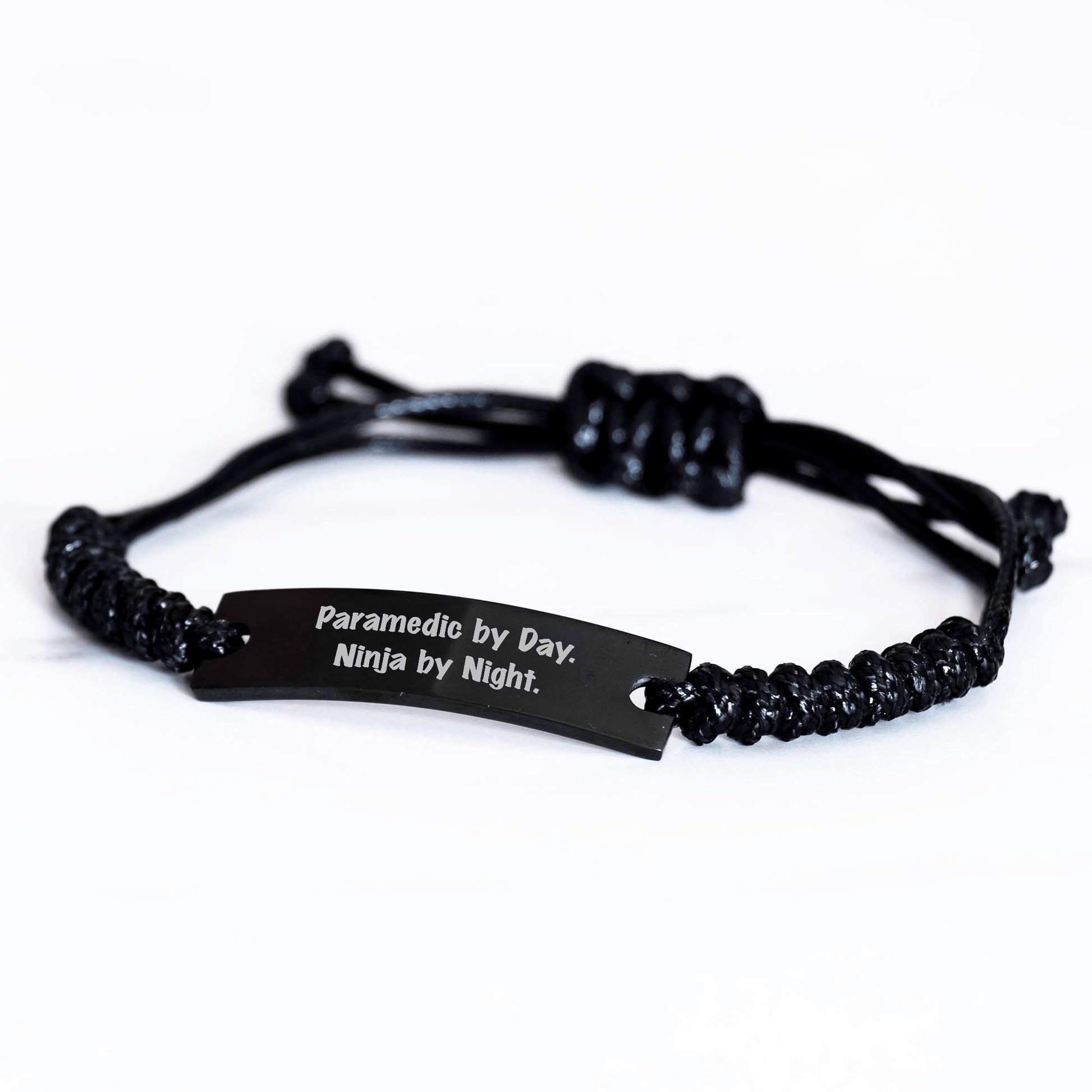 Rescue Worker By Day, Ninja By Night, Black Rope Bracelet, Adjustable, Father's Day Unique Gifts from Men to Rescue Workers - The Buy Boom