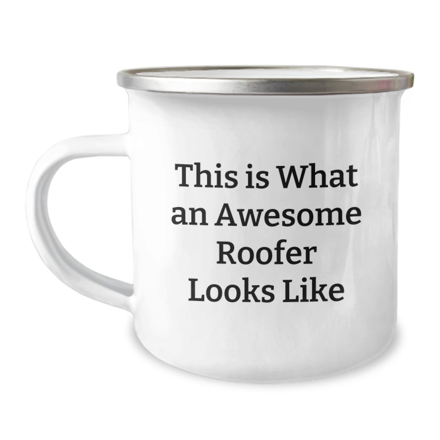Roofer Gifts from Friends, Camping Mug with Funny Quote for Graduation, 'This Is What An Awesome Roofer Looks Like', 12 oz Stainless Steel with Enamel Finish - The Buy Boom