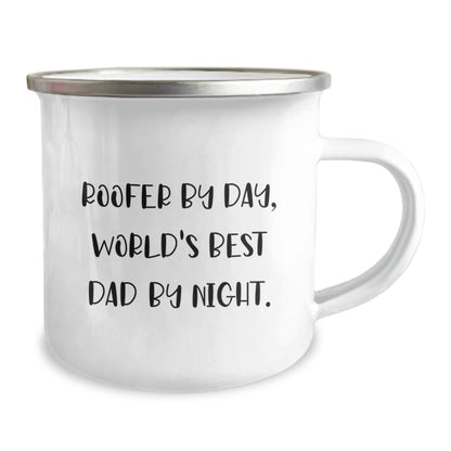 Roofer Gifts from Friends - Funny Camping Mug for Birthday - 'Roofer By Day, World's Best Dad By Night.' - The Buy Boom