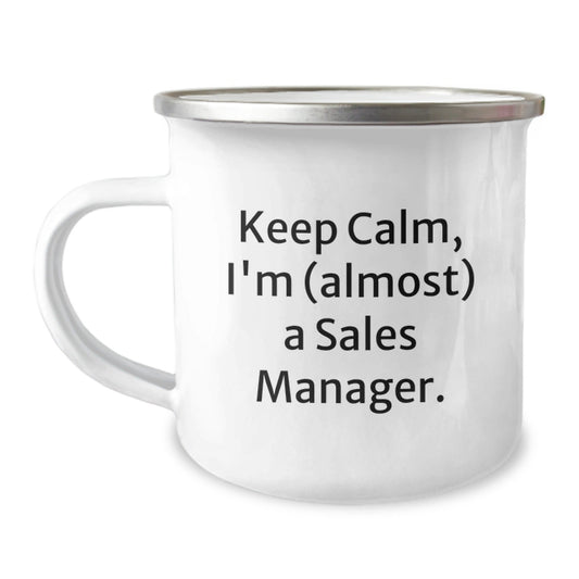 Sales Manager Gifts - Keep Calm I'm (almost) A Sales Manager, Funny Birthday Camping Mug for Men or Women, Gifts from Friends or Family - The Buy Boom