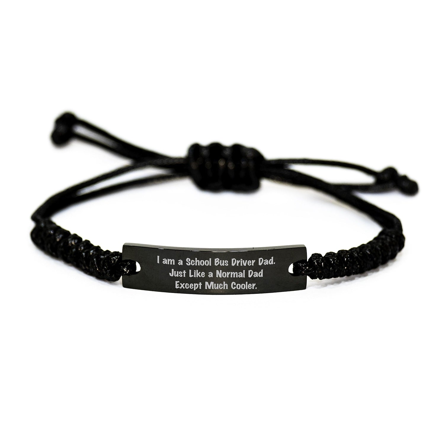 School Bus Driver Gifts Funny Quote Rope Bracelet from Dad to Son for Graduation - Adjustable Black Stainless Steel with Interlaced Rope - The Buy Boom
