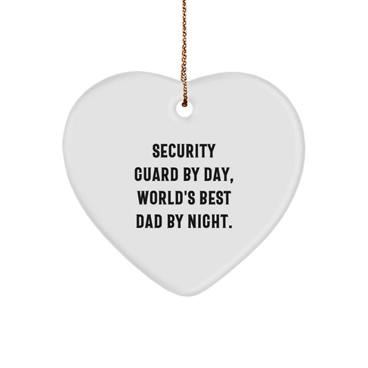Security Guard Gifts from Men - Funny Heart Ornament for Security Guards By Day, World's Best Dad By Night. - Christmas Unique Gifts - The Buy Boom