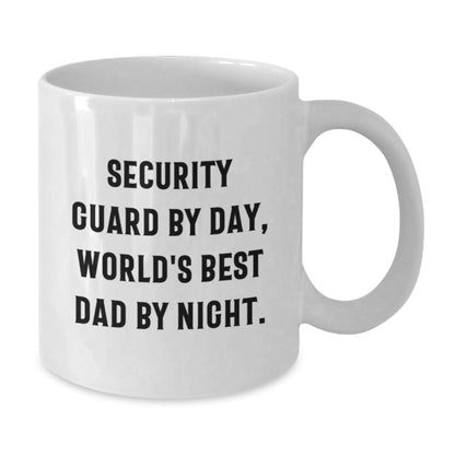 Security Guard Humor Gifts, Funny White Coffee Mug for Birthday, 'Security Guard By Day, World's Best Dad By Night.' from Family to Security Guard - The Buy Boom