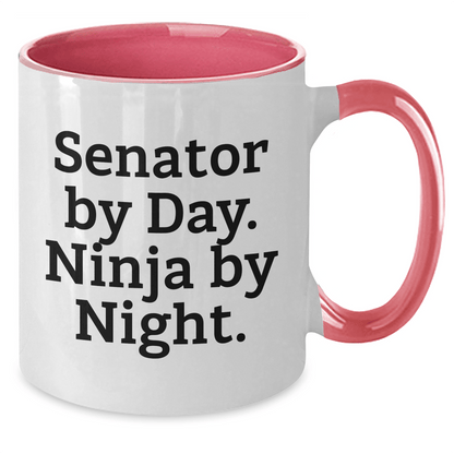 Senator By Day Ninja By Night Funny Two Tone Coffee Mug Gifts from Men to Senator, Unique Father's Day Unique Gifts for Senator - The Buy Boom