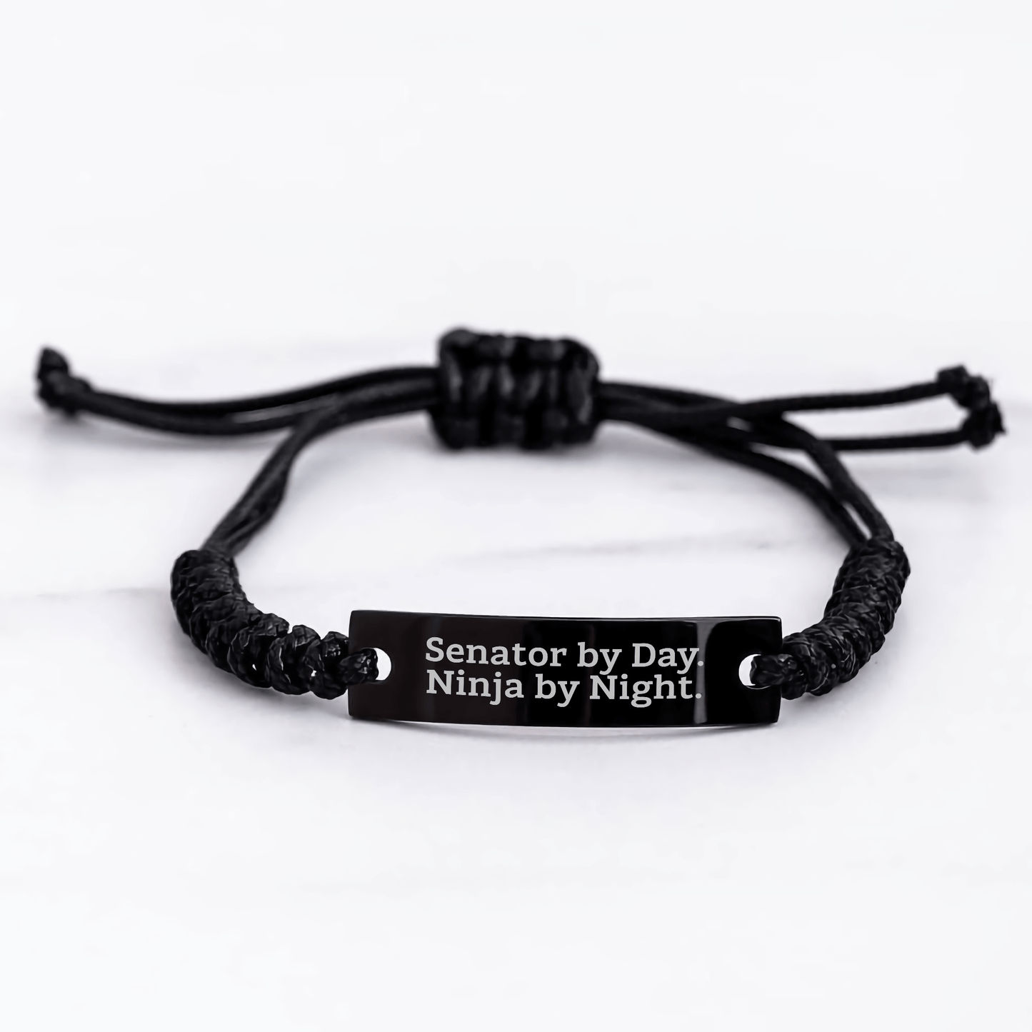 Senator Gifts by Day, Ninja Rope Bracelte by Night, Funny Quote, Adjustable Black Rope, Father's Day Unique Gifts from Men - The Buy Boom