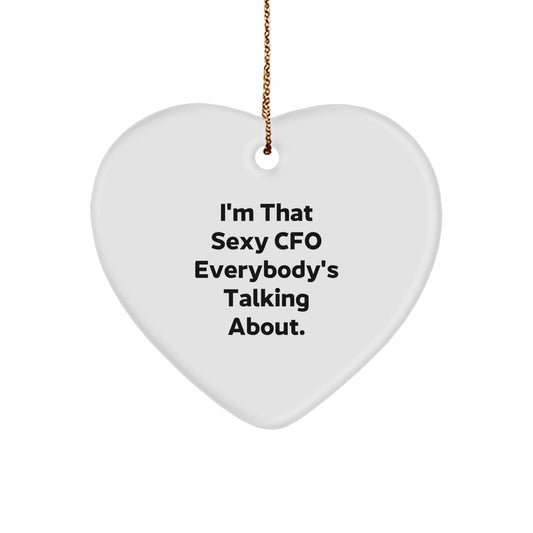 Sexy CFO Gifts for Men Women Friends, Funny Heart Ornament Christmas Unique Gifts for CFO, Heart Shaped MDF White Ornament Gifts from Men to CFO - The Buy Boom
