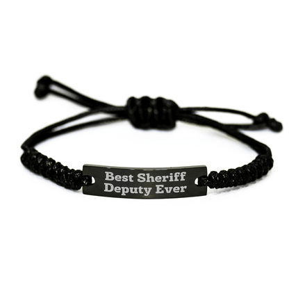 Sheriff Deputy Gifts, Funny Quote, Adjustable Rope Bracelet for Men, 'Best Sheriff Deputy Ever' Engraved, from Family to Sheriff Deputy - The Buy Boom