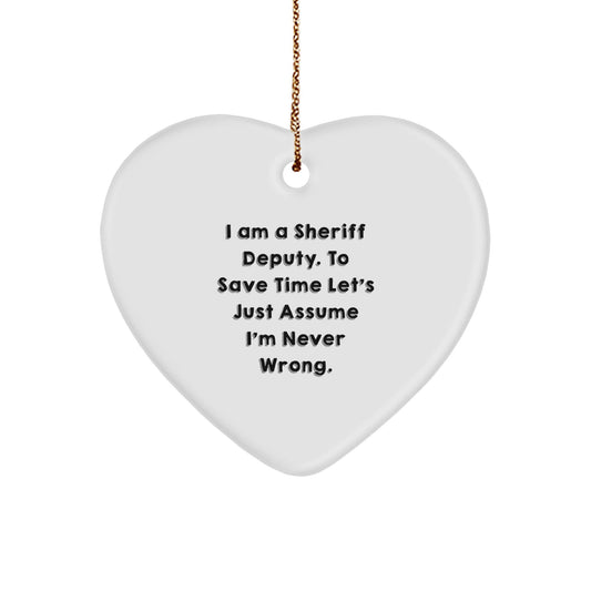 Sheriff Deputy Heart Ornament, Funny Quote Gifts from Men to Sheriff Deputy, Christmas Unique Gifts for Sheriff Deputy Friends - The Buy Boom