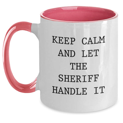 Sheriff Gifts for Men from Friends - Keep Calm And Let The Sheriff Handle It Two Tone Coffee Mug, Birthday Unique Gifts - The Buy Boom